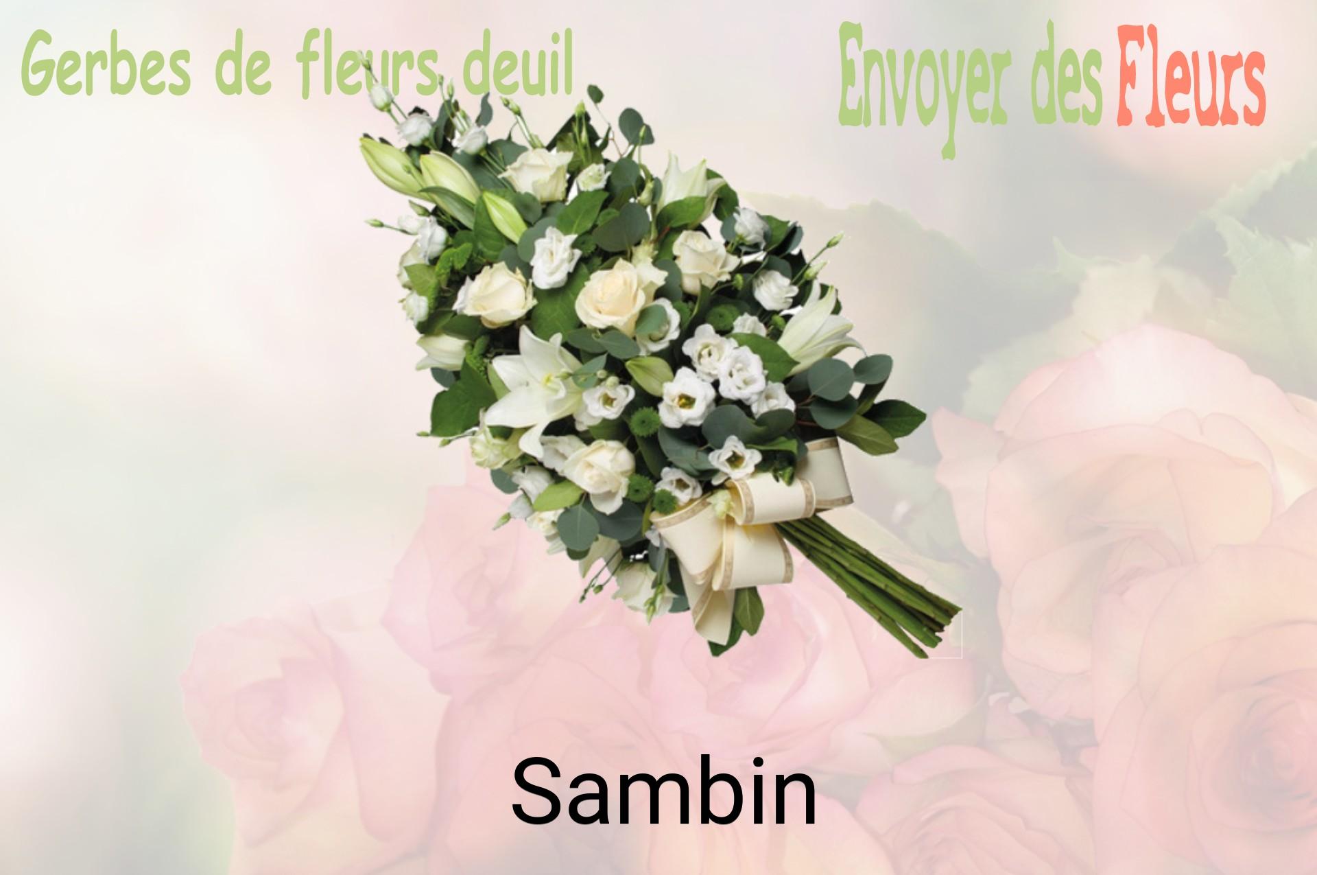 Gerbe de fleurs de deuil livrée à Sambin